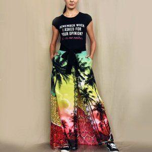 Concept Store Upcycled Palm Jungle Patchwork Designer Maxi Skirt Jamaica Resort
